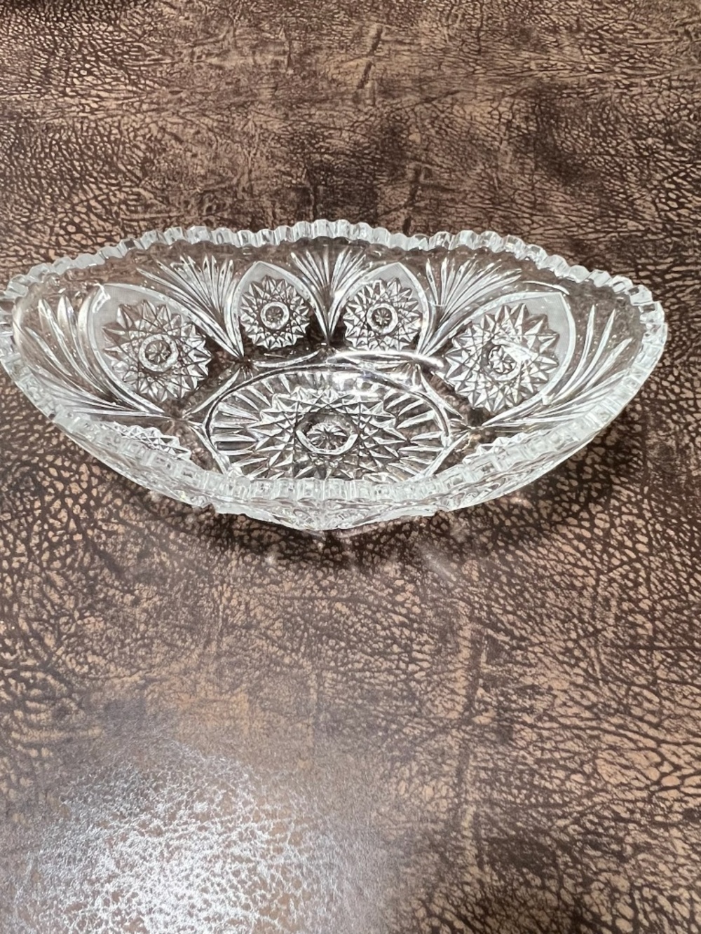 Vintage Clear Heavy Glass Crystal Depression Bowl